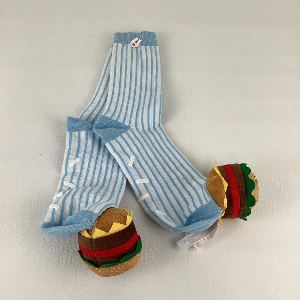 CultureFly The Nick Box Good Burger Slipper Socks Plush Sandwich Toes Novelty